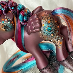 My Little Pony Custom G1, G3, G4 Henna Pony * CREATE YOUR OWN Henna Pony * Swarovski Rhinestone, Unicorn, Pegasus, Hand Made, Airbrushed