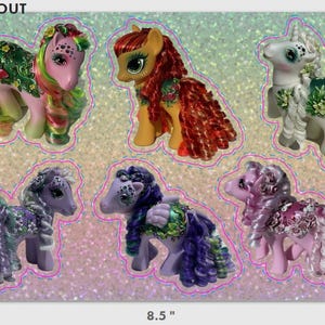 My Little Pony STICKER SHEET ** 6 Unique Custom My Little Ponies ** Pixie Dust Stickers
