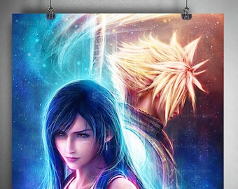 Cloud and Tifa Final Fantasy VII Remake - Limited Edition Fine Art Print -FF7 Poster-