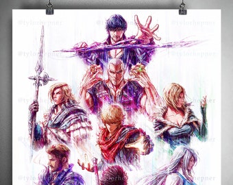 Final Fantasy XVI Dominants - Limited Edition Fine Art Sketch Print -FF16 Poster-