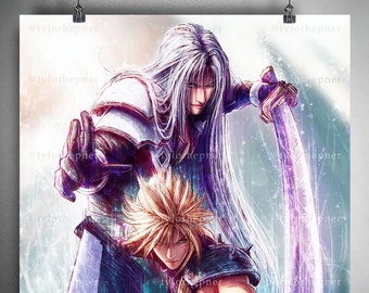Cloud and Sephiroth Final Fantasy VII - Limited Edition Fine Art Print -FF7 Poster -FFVII Rebirth
