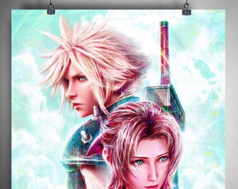 Cloud and Aerith Final Fantasy VII Remake - Limited Edition Fine Art Print -FF7 Poster