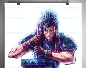 Zack Final Fantasy VII- Limited Edition Fine Art Sketch Print -FF7