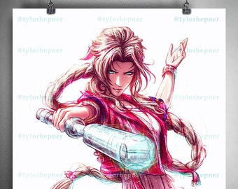 Aerith Final Fantasy VII-Limited Edition Fine Art Sketch Print - FF7 poster - FFVII Rebirth