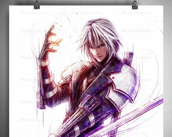 Young Sephiroth Sketch Final Fantasy VII Ever Crisis - Impression d'art en édition limitée - Poster FF7