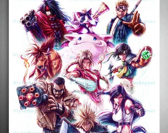 Final Fantasy VII - impression de croquis d'art en édition limitée - affiche FF7 - FFVII Rebirth
