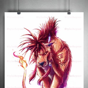 Red XIII -Final Fantasy VII- Limited Edition Fine Art Sketch Print -FF7 Poster -FFVII Rebirth