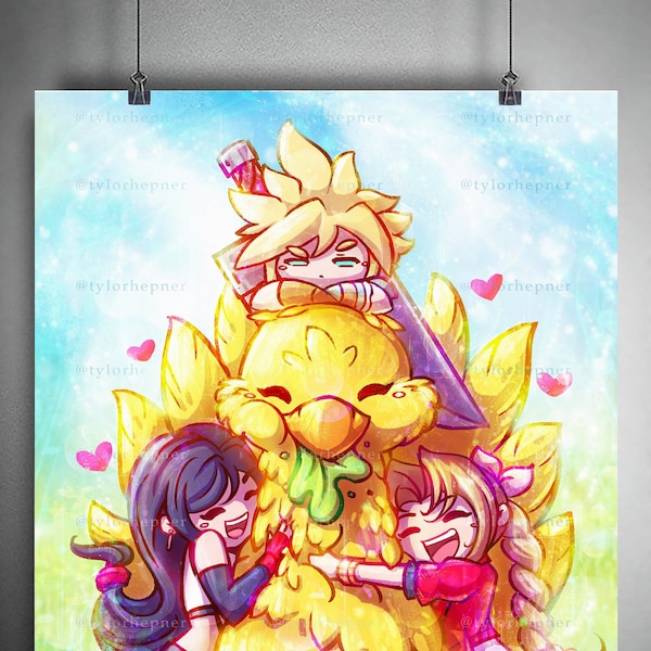 Catching Chocobo Final Fantasy VII - Limited Edition Fine Art Print -FF7 Poster