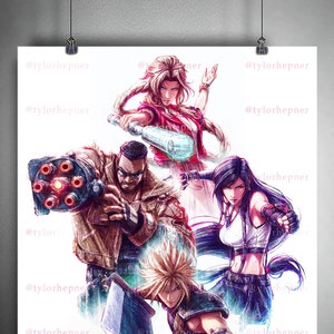 FFVII Remake Crew -Final Fantasy VII- Limited Edition Fine Art Sketch Print -FF7 Poster -FFVII Rebirth