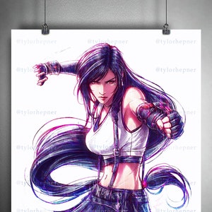 Final Fantasy VII Tifa - Impression de croquis d'art en édition limitée - Poster FF7 - FFVII Rebirth