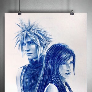Cloud and Tifa Final Fantasy VII Remake - Limited Edition Fine Art Print -FF7 Poster-