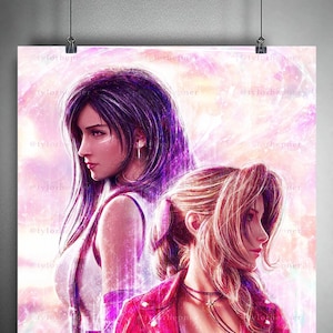 Tifa et Aerith Final Fantasy VII - Impression d'art en édition limitée - Poster FF7 - FFVII Rebirth