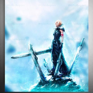 Impresión artística de edición limitada de Final Fantasy VII: Cloud de Advent Children - Póster de FF7