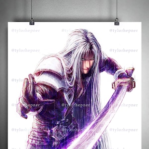 Sephiroth Final Fantasy VII- Limited Edition Fine Art Sketch Print -FF7 Poster -FFVII Rebirth