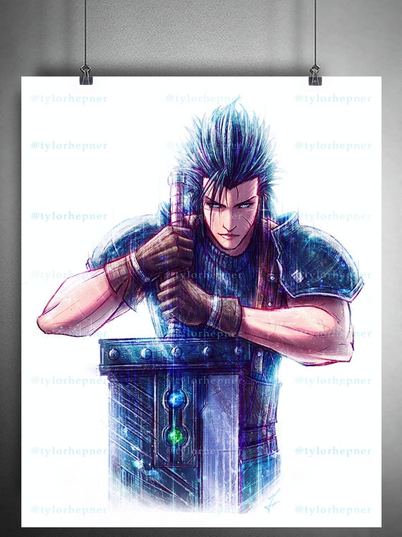 Zack Final Fantasy VII- Limited Edition Fine Art Sketch Print -FF7