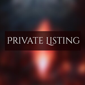 May include: A blurred background with a gradient of dark blue, red, and orange hues. A black rectangle with the words "PRIVATE LISTING" in white, centered in the image.