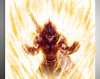Zack Fair “Over 9000” Final Fantasy VII Remake - Limited Edition Fine Art Print -FF7 Poster- Crisis Core Reunion -FF7 wall decor