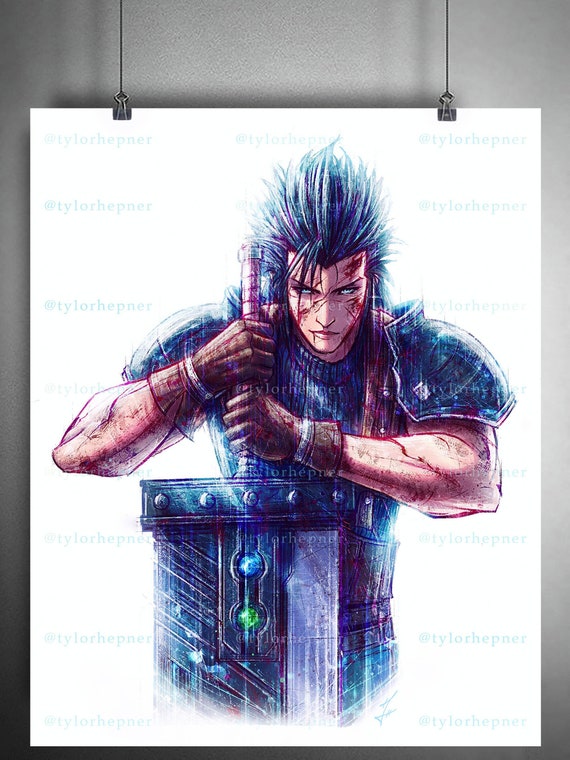 Zack Final Fantasy VII- Limited Edition Fine Art Sketch Print -FF7