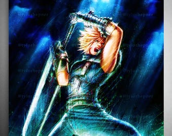 Cloud Final Fantasy VII Remake- Limited Edition Fine Art Sketch Print -FF7 Poster -FFVII Rebirth