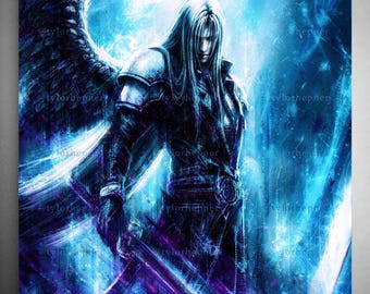 Sephiroth Art Print - FFVII Advent Children Poster -Limited Edition Fine Art Print - Hand Painted Video Game Wall Art -