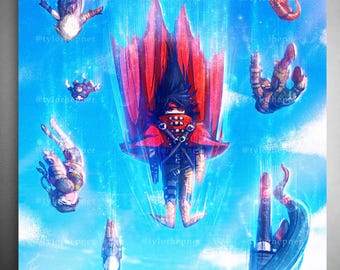 Built Different - Vincent, Cloud & Squad Skydiving Meme Square Art Print | FF7 Revelation Fan Art Print