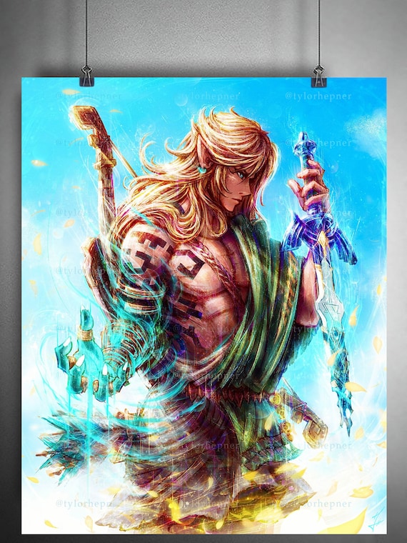 APR238010 - LOZ TOTK LINK WITH SWORD FRAMED PRINT - Previews World