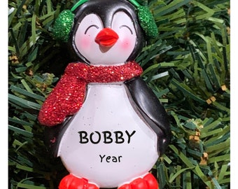 PERSONALIZED PENGUIN-#1 Grandpa-#1 Grandma-Favorite Teacher-Personalized Christmas Ornaments