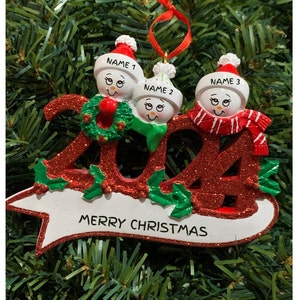 2024 Family of 3 Personalized Christmas Ornament-Family of 3-grandparents-grandkids-Family ornaments