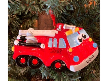FIRETRUCK - Personalized Firetruck Christmas Ornament