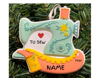 Personalized Sewing Machine Ornament-Love to sew, quilting, sewing, seamstress-BLANK except for what you request