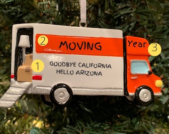 Personalized MOVING VAN Ornament-Family Moving Van Christmas Ornament-VIDEO