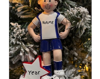 Soccer Boy personalized Christmas ornament