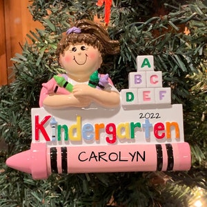 Personalized STARTING KINDERGARTEN Ornament-Kindergarten Personalized Ornament-Girl-School Ornament