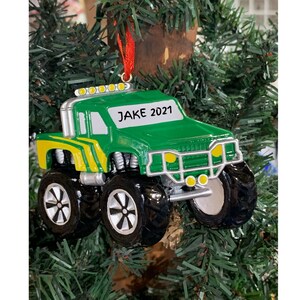GREEN MONSTER TRUCK-Little Boys Monster Truck-Green Monster Truck-Personalized Christmas Ornaments