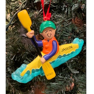 KAYAK boy - Personalized Boy Kayak Christmas Ornament