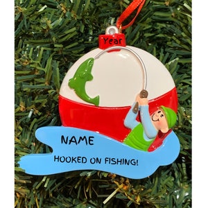 Fishing Ornament-Fisherman Hooked on Fishing-Personalized Fishing Ornament