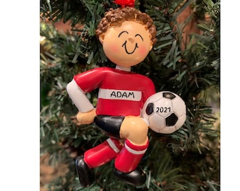 SOCCER BOY ORNAMENT-Personalized Little Boy Soccer Player Ornament