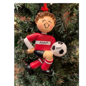 SOCCER BOY ORNAMENT-Personalized Little Boy Soccer Player Ornament