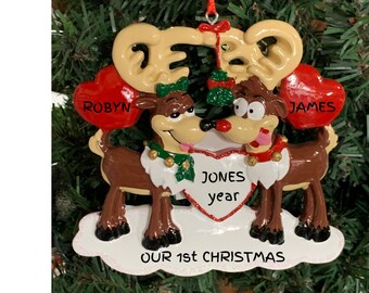 Personalized Deer Couple-Our 1st Christmas-Personalized Couple
