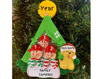 Personalized Family 3 Camping Christmas Ornament With Dog - Family 3 ...