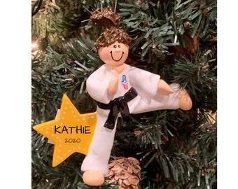 KARATE GIRL STAR - Personalized Karate Girl Ornament