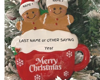 Gingerbread Couple or 2 people Personalized Christmas Ornament