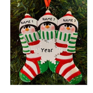 Christmas Stocking Penguin Family 3-Personalized Christmas Stocking Family-Grandkids-VIDEO