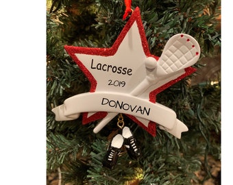 LACROSSE PLAYER - Personalized Lacrosse Christmas Ornament