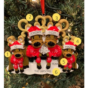 Personalized Christmas Deer Family 4-Personalized Ornament-Family of 4-Christmas Deer Family