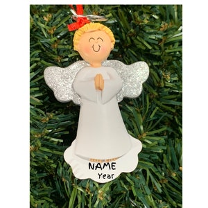 Christmas Angel Ornament: Blonde Boy with Glitter Wings