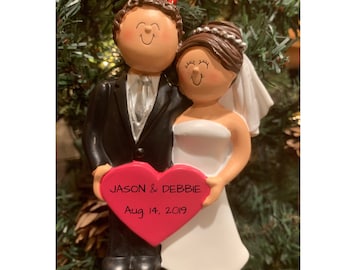 WEDDING BRIDE & GROOM - Personalized Christmas Ornament-Wedding Gift-Shower Gift-Anniversary Gift