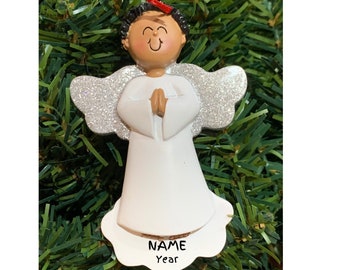 Personalized Ethnic Boy Angel-Personalized Christmas Ornament