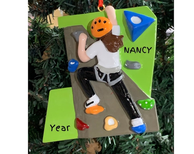 Personalized ROCK CLIMBING WALL Girl- Personalized Christmas Ornament