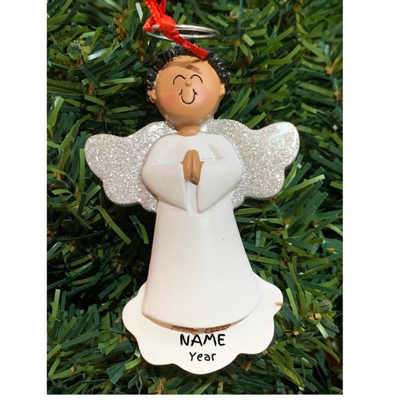 Personalized Ethnic Boy Angel-Personalized Christmas Ornament